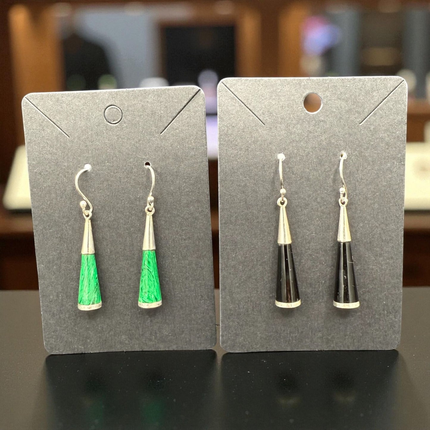 925 Sterling Silber Ohrringe – Handgefertigt in Schwarz & Grün, ca. 3 g