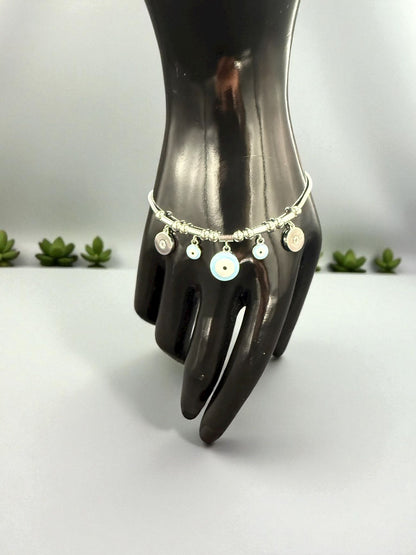 25 Sterling Silber Armband mit Nazar Schutz Anhängern – Elegant & Alltagstauglich