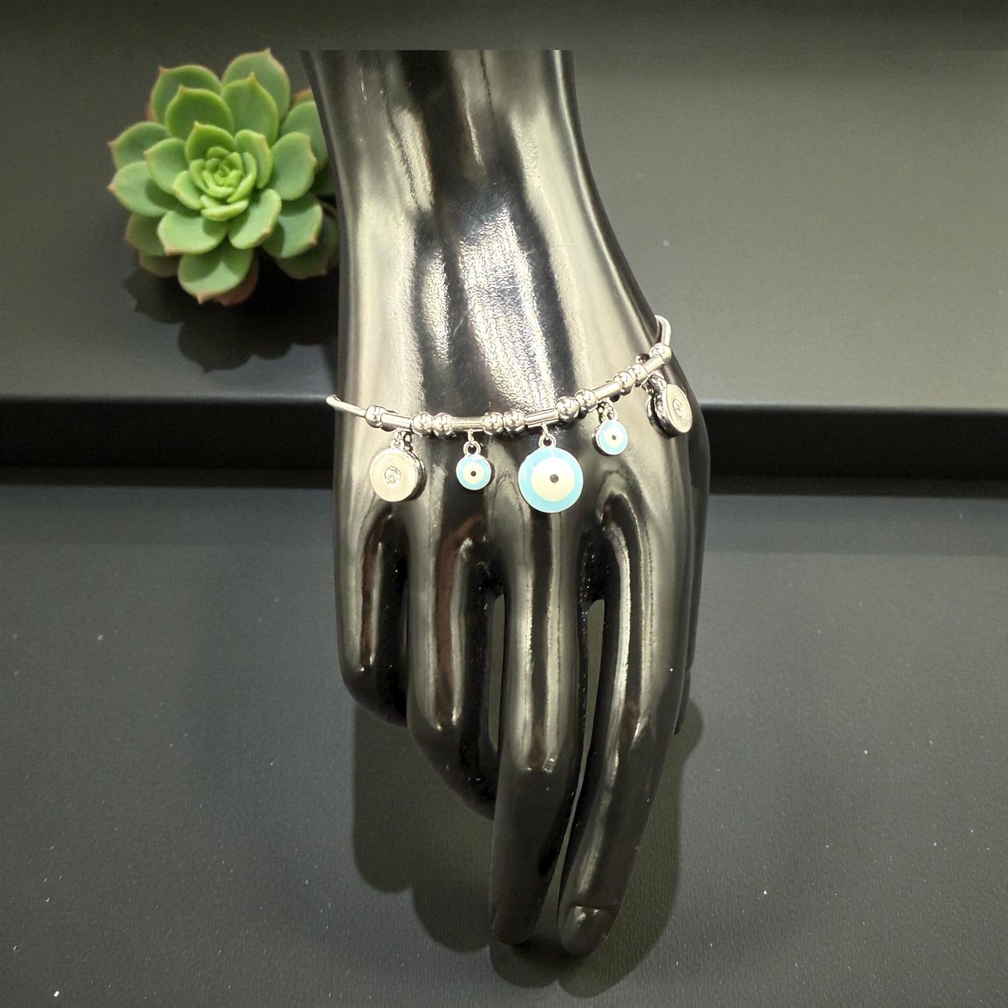 25 Sterling Silber Armband mit Nazar Schutz Anhängern – Elegant & Alltagstauglich