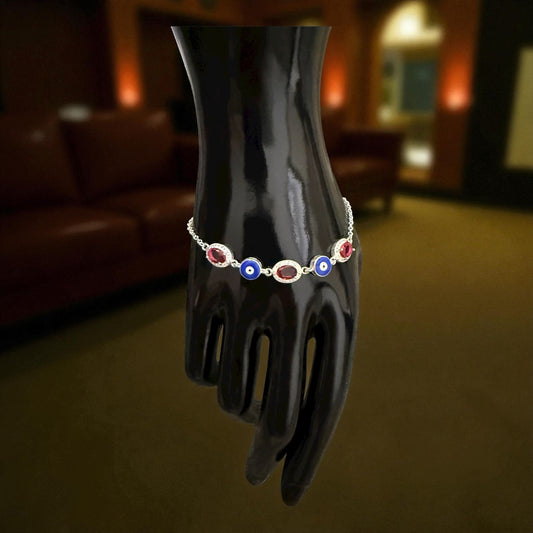 925 Sterling Silver Evil Eye Bracelet – Handcrafted Turkish Design – 5.2g – Protection & Style