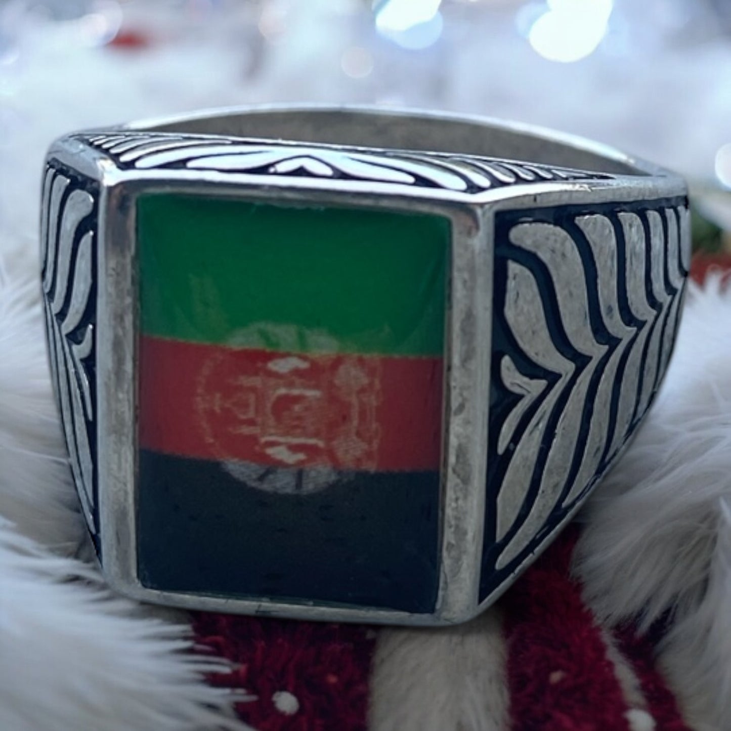 Handgefertigter 925er Silberring mit Afghanistan-Flagge – Zeitlose Eleganz und nationale Verbundenheit