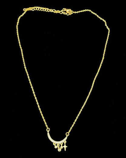 18K vergoldete Halskette mit Halbmond und Stern – eleganter Damen Schmuck mit Anhängern
